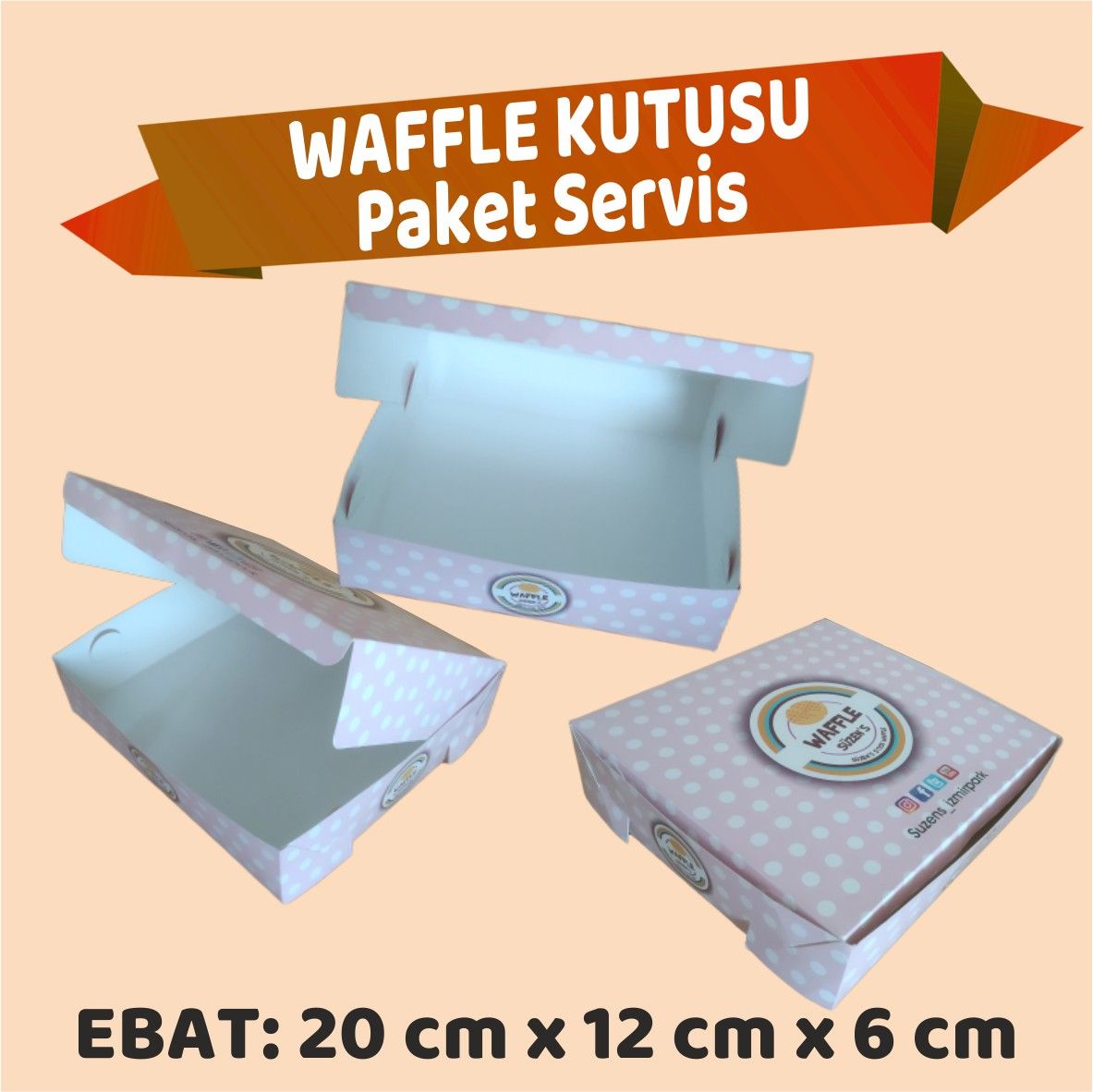 WAFFLE KABI KAPAKLI PAKET SERVİS 3000 ADET